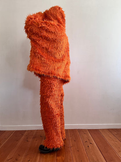 old fur parka / orange