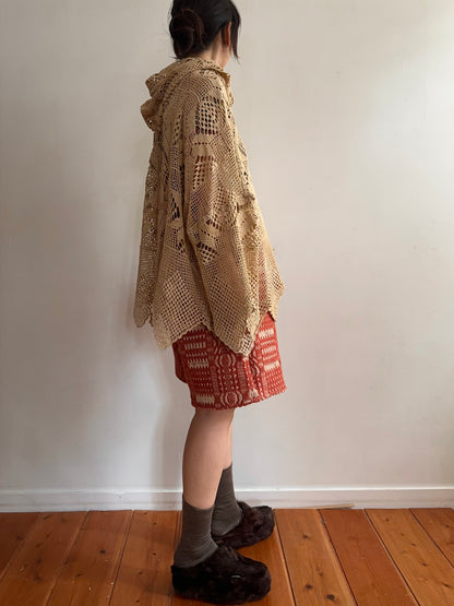 old crochet lace parka