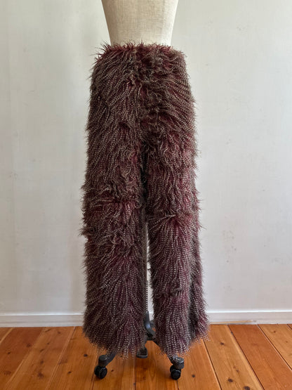 old fur pants / peacock mauve