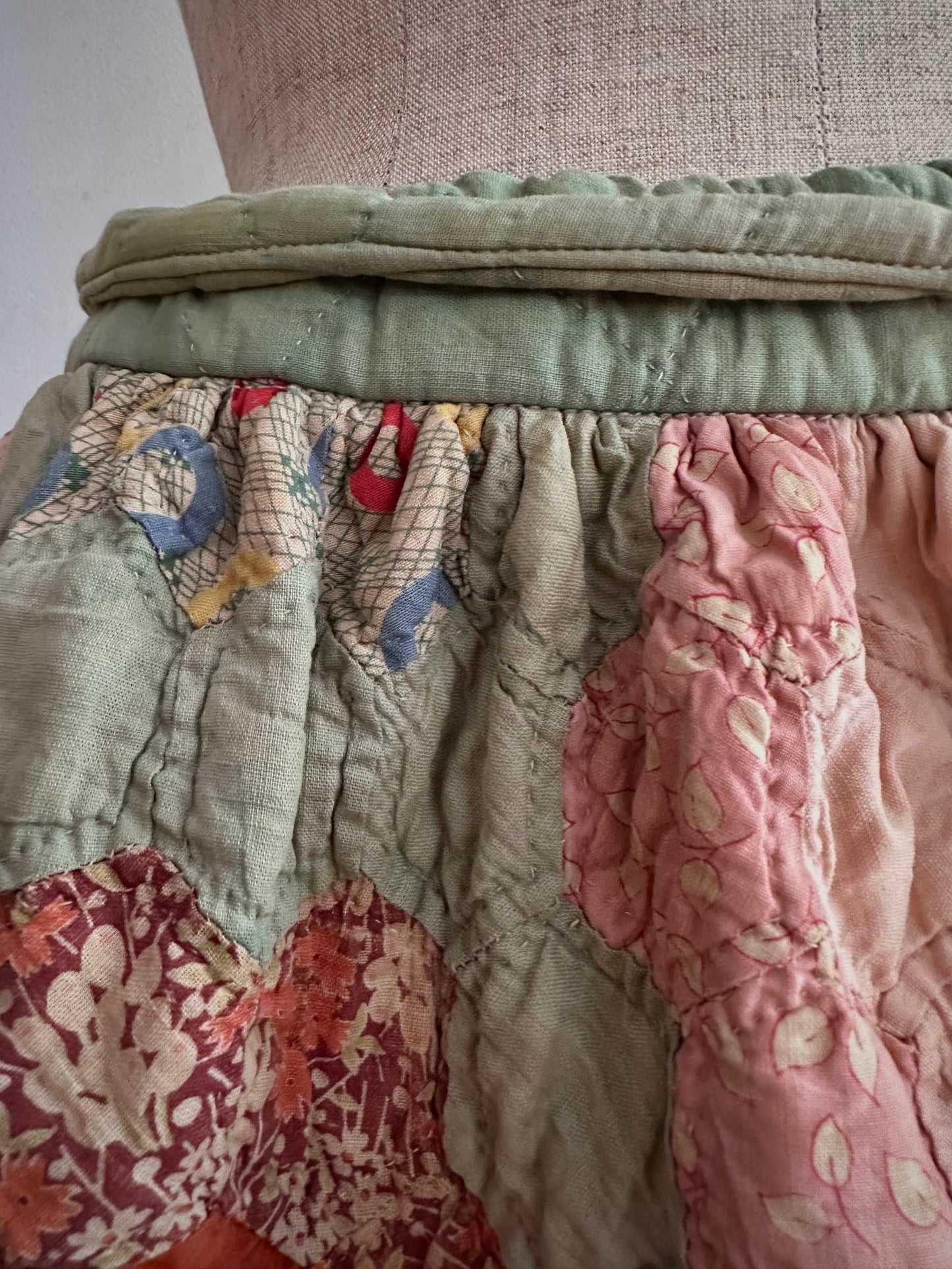 old quilt gather skirt