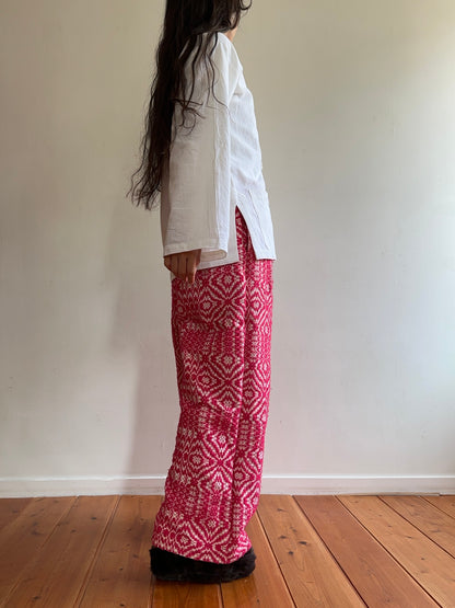 old coverlet tuck wide pants / pink × white