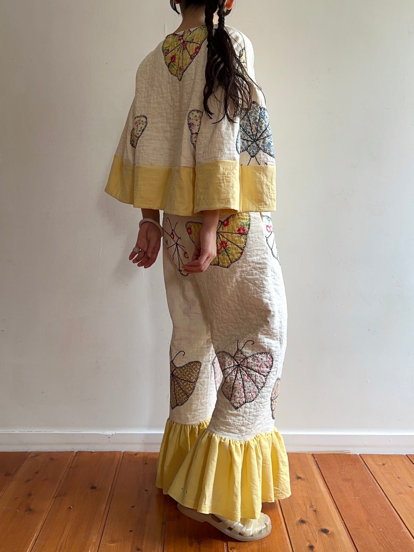 old quilt butterfly frill pants