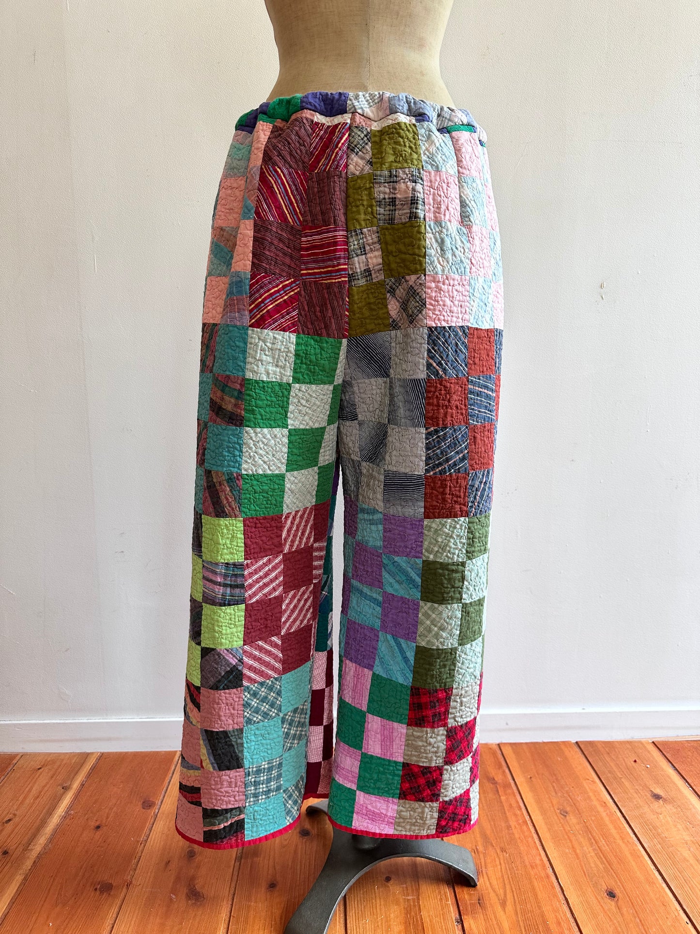 old quilt tuck wide pants