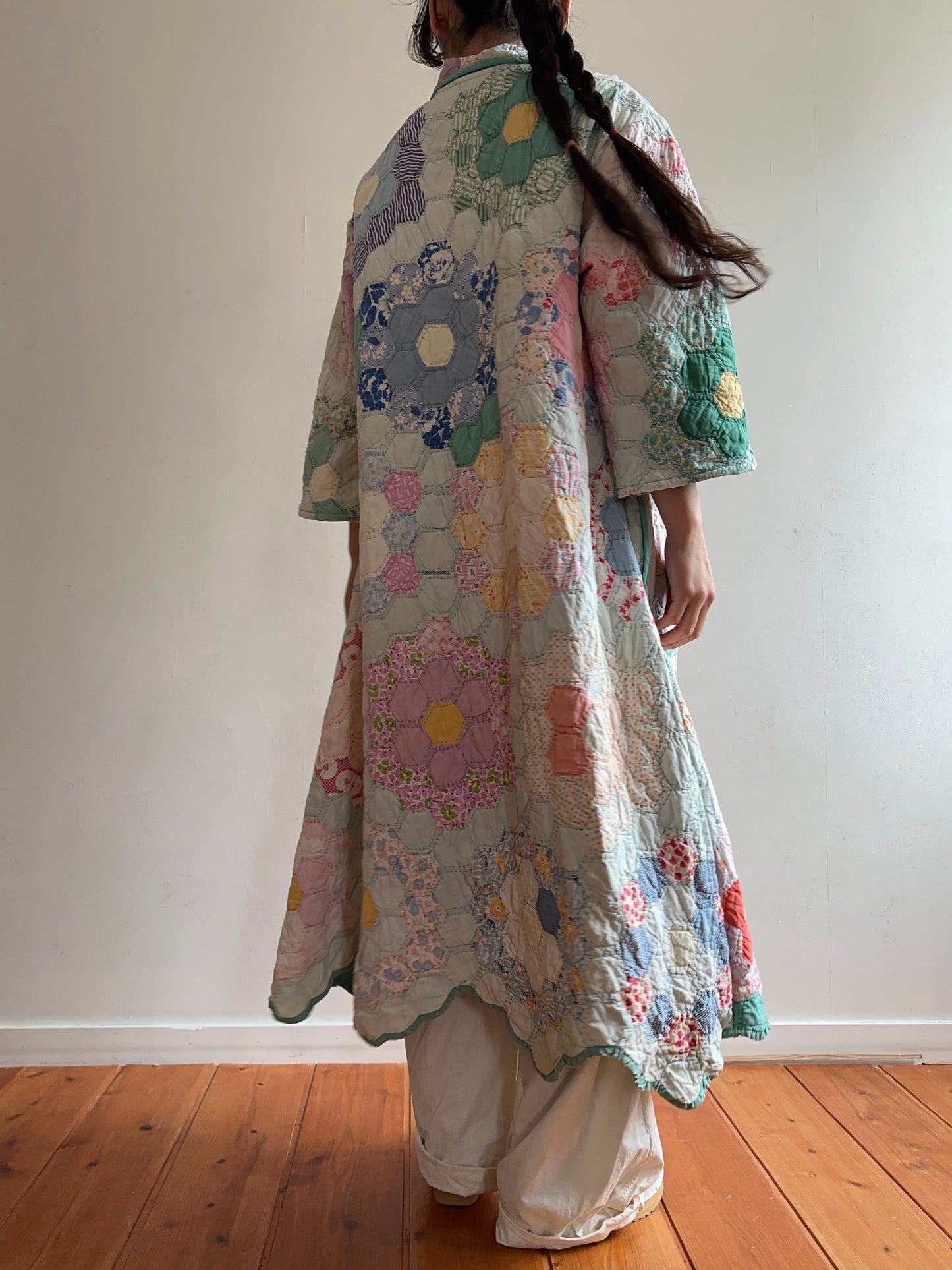old quilt dress coat