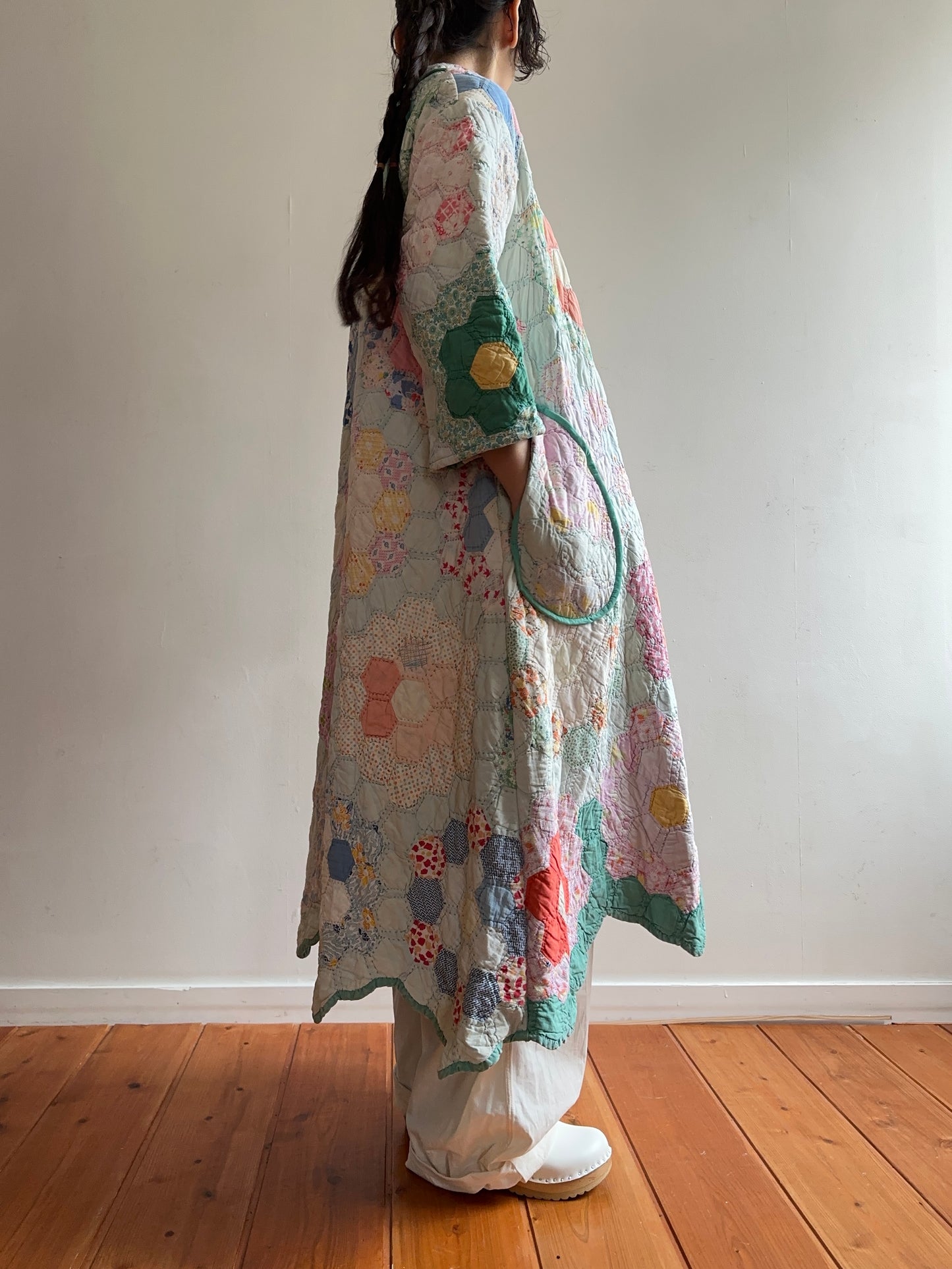 old quilt dress coat