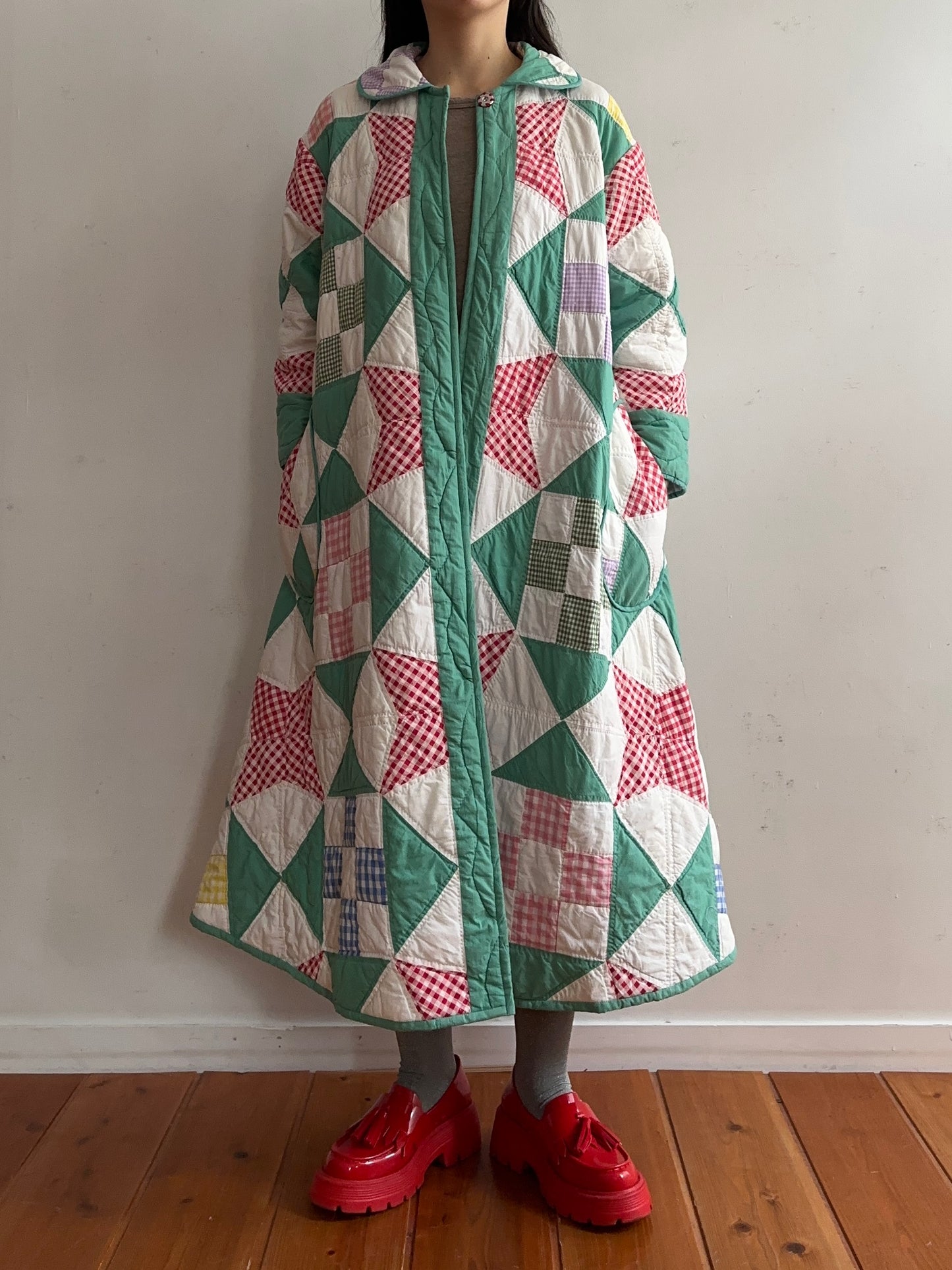 old quilt dress coat