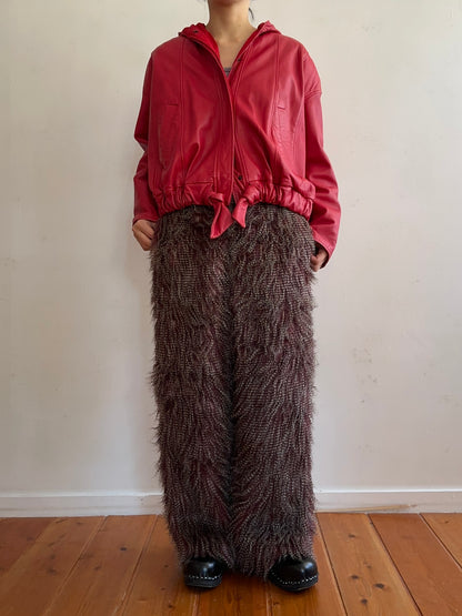 old fur pants / peacock mauve