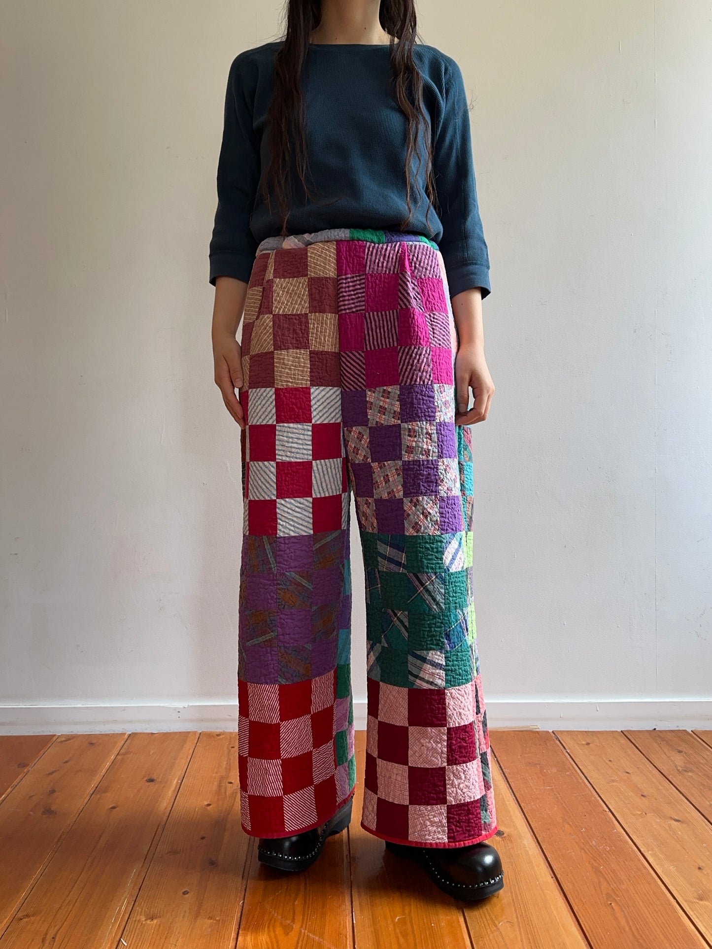 old quilt tuck wide pants