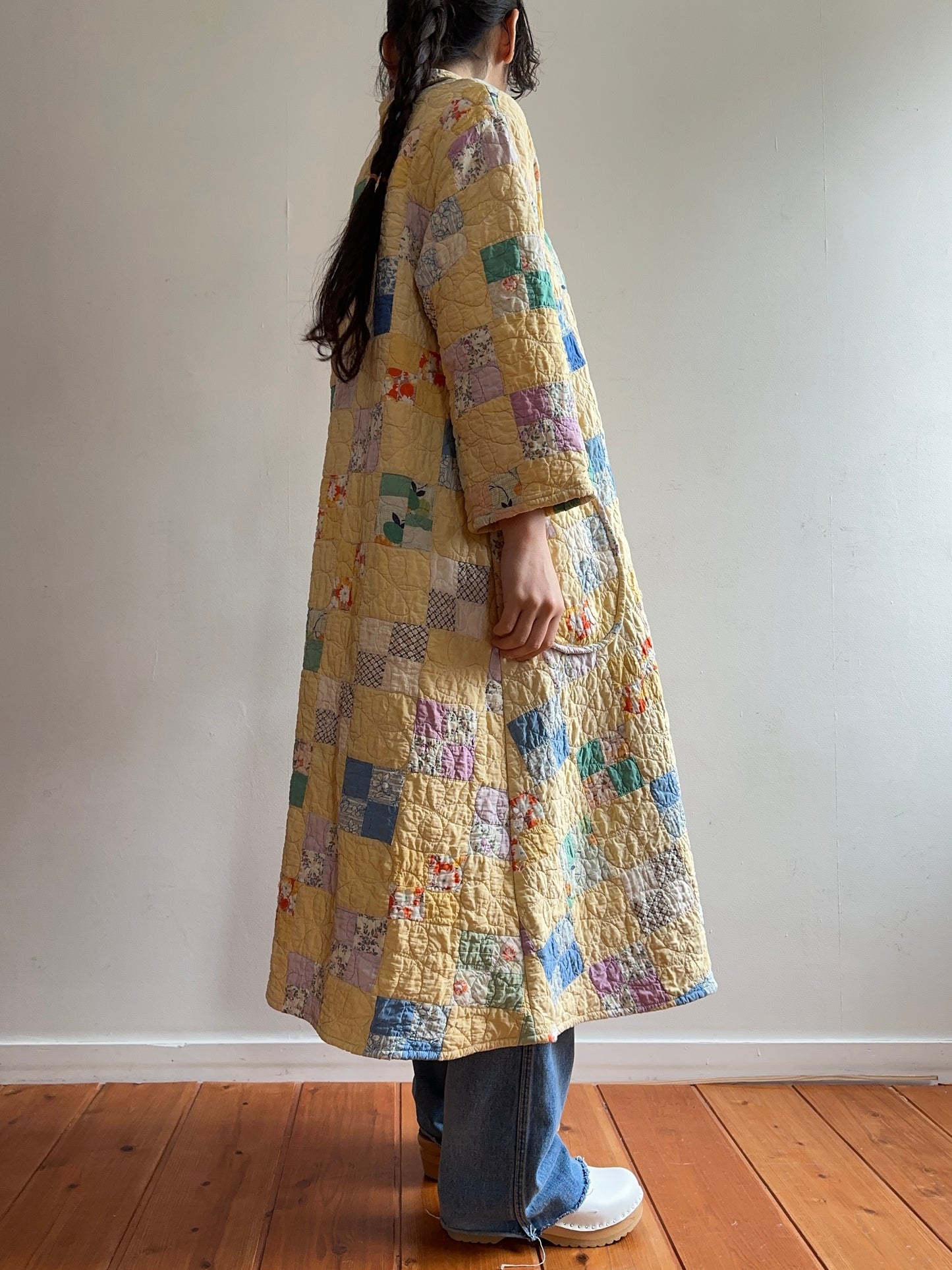 old quilt dress coat