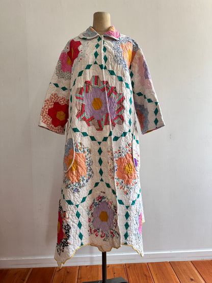 old quilt dress coat