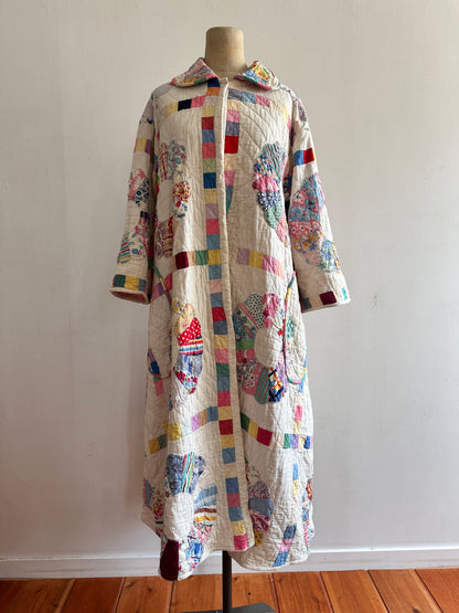 old quilt dress coat