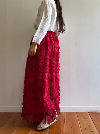 old chenille many tuck pants / ruby