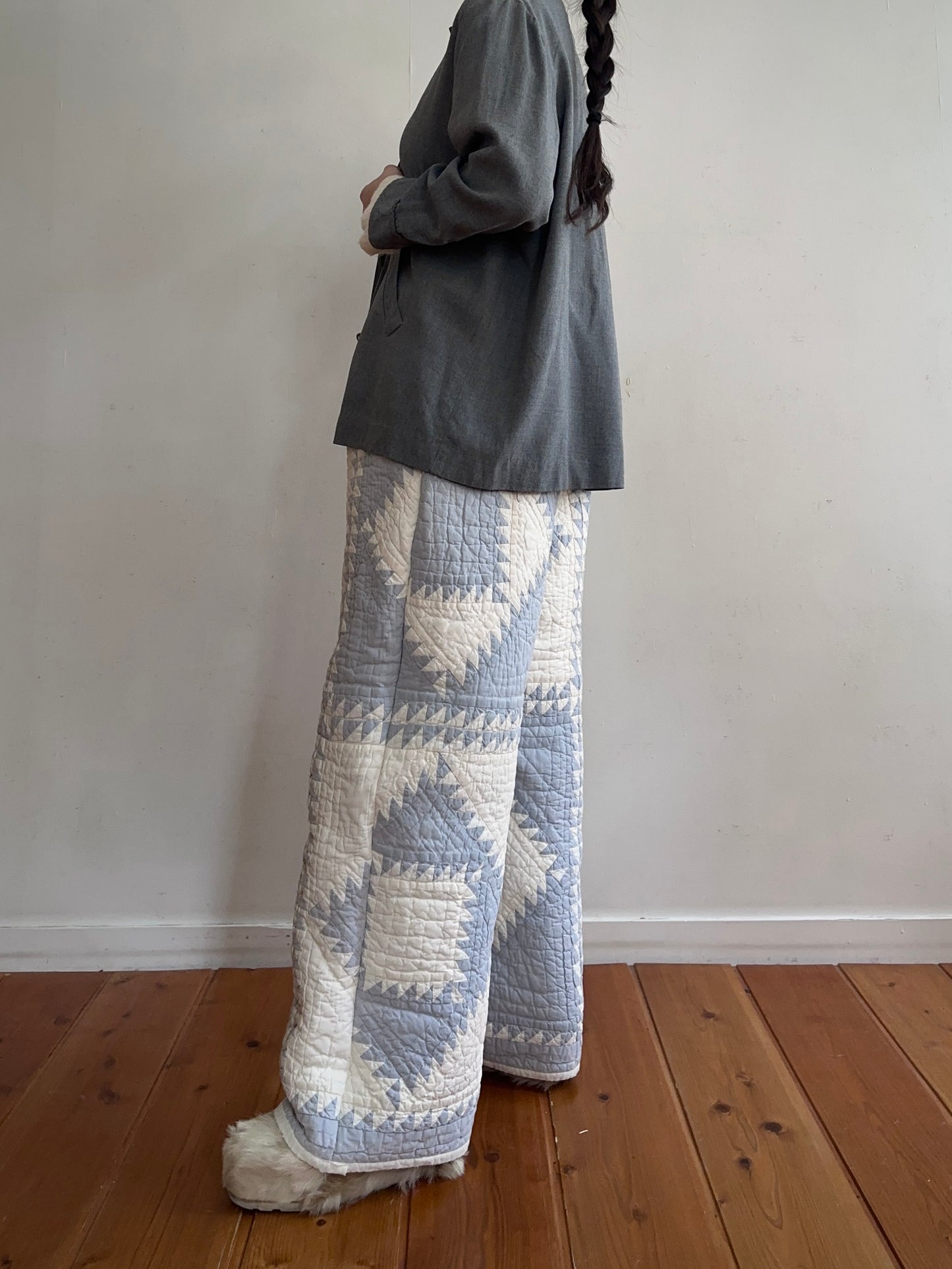 old quilt tuck wide pants