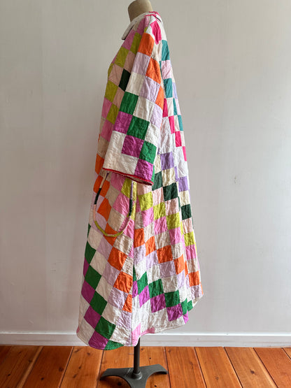 old quilt dress coat