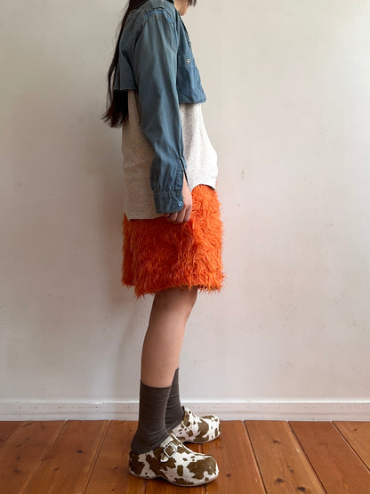 old fur short pants / orange
