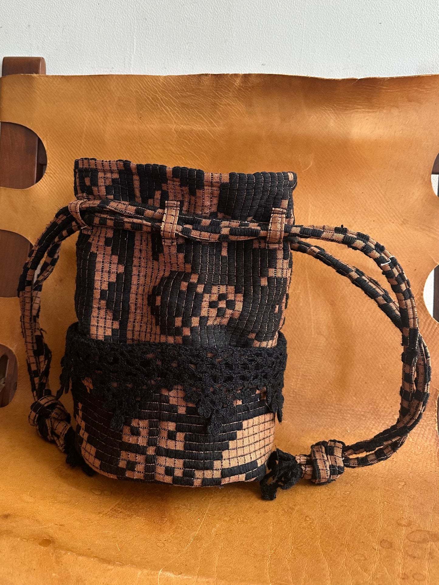 old coverlet pocket bag