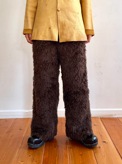 old fur pants / dark brown