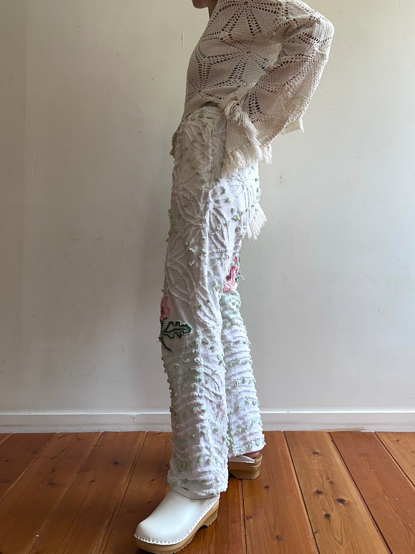 old chenille slim flare pants / muscat