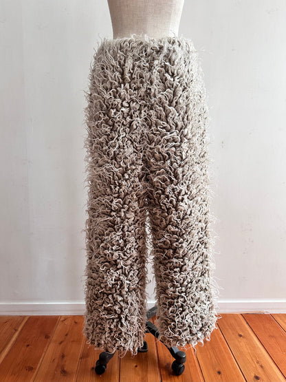 old fur pants / gray×silver