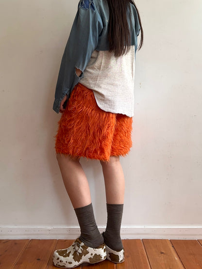 old fur short pants / orange