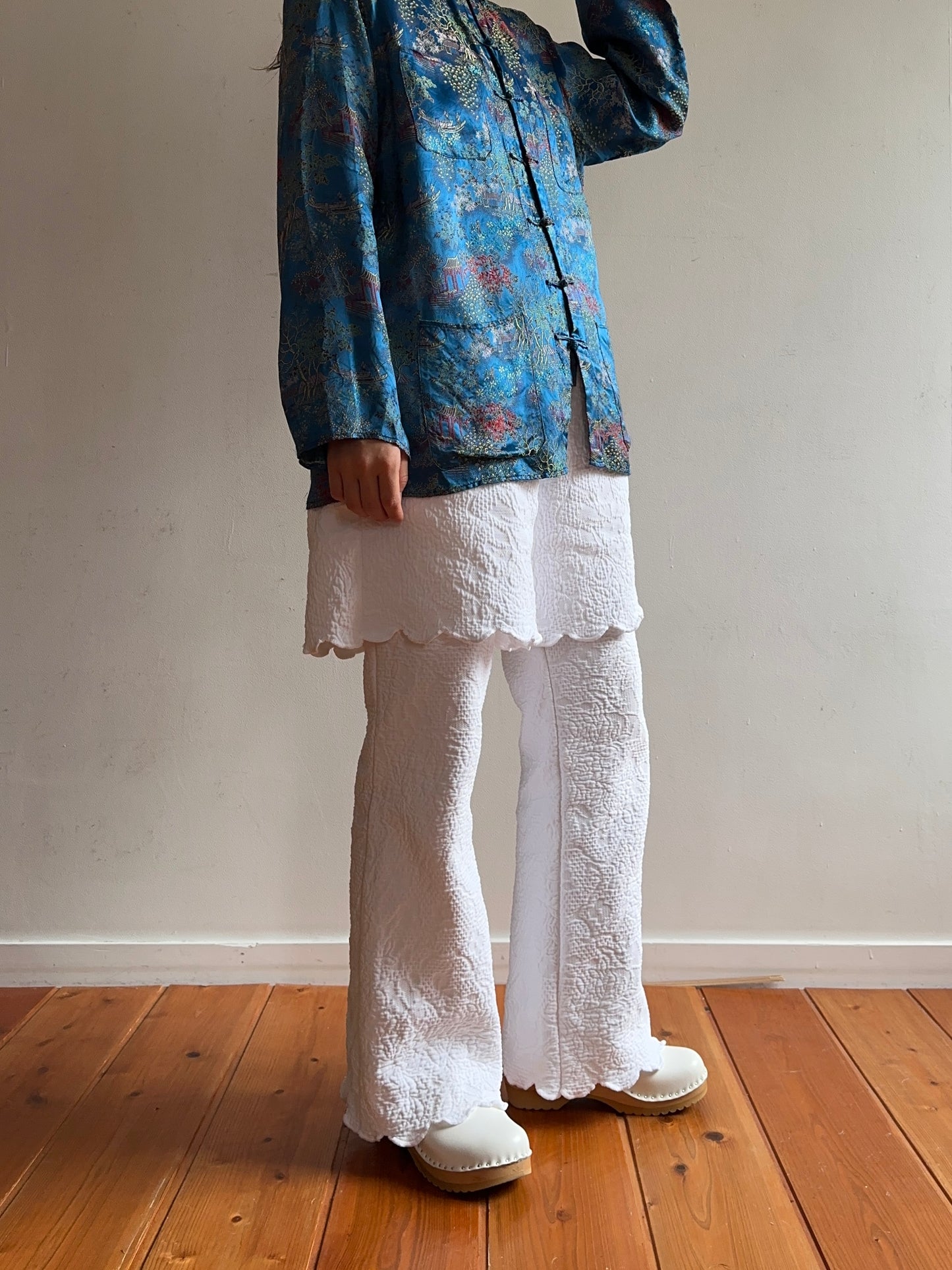 old fabric slim flare pants