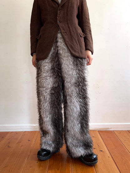 old fur pants / silver×grayish brown
