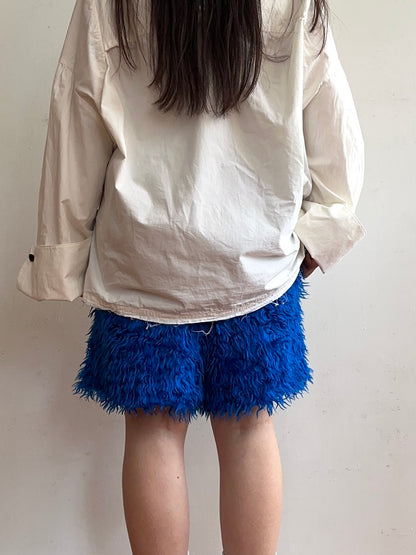 old fur short pants / blue
