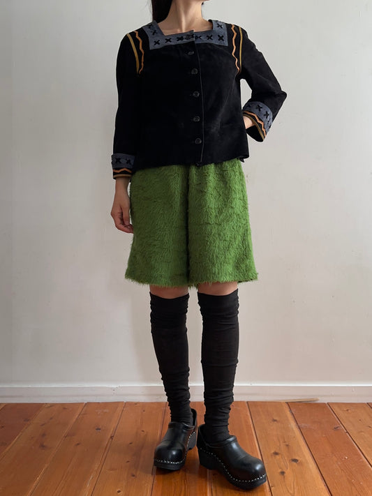 old fur short pants / army green
