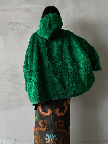 old fur parka / green