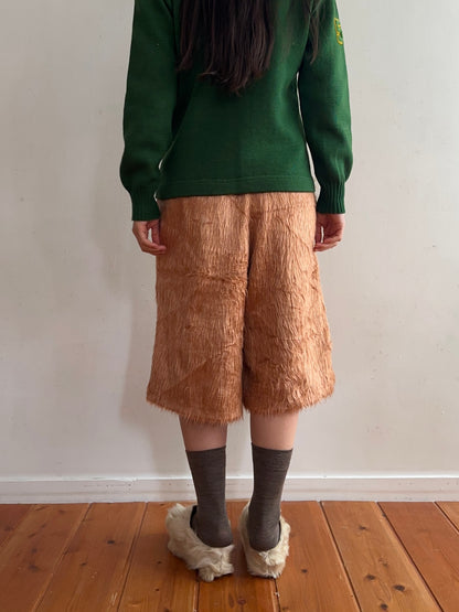 old fur half pants / pink beige