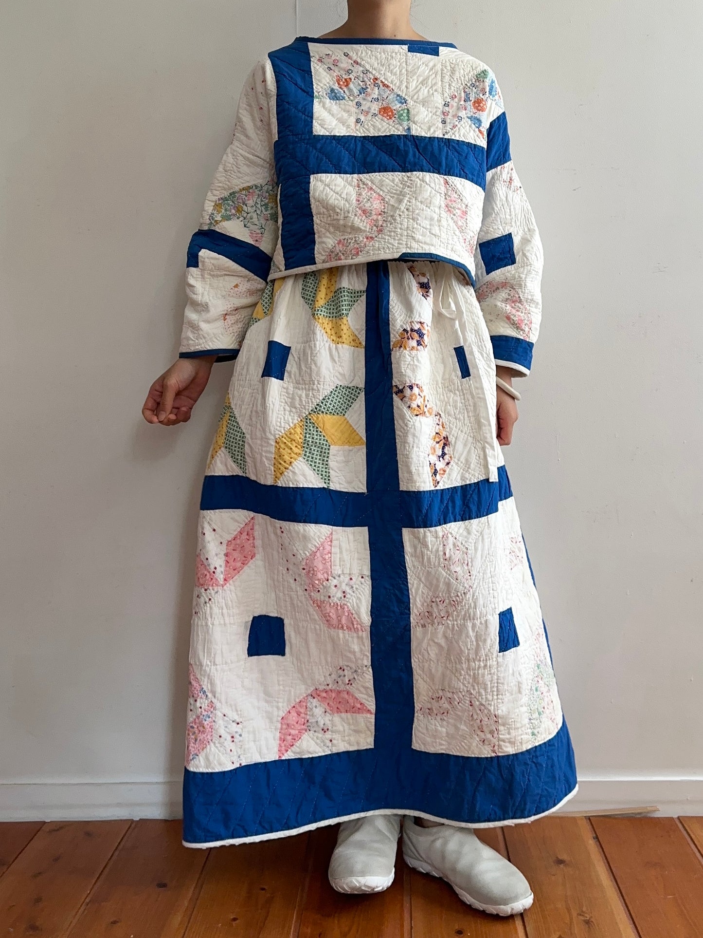 old quilt gather skirt