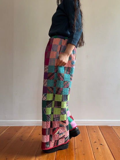 old quilt tuck wide pants
