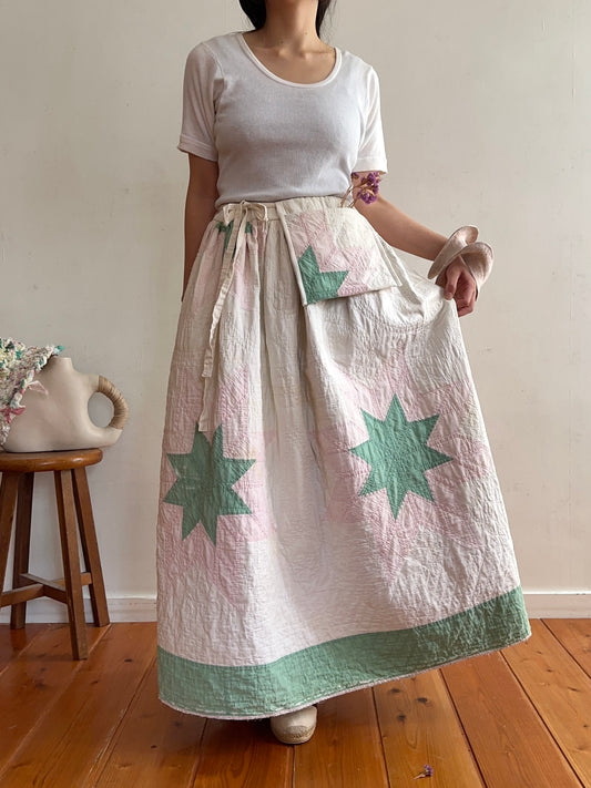 antique quilt pocket gather skirt