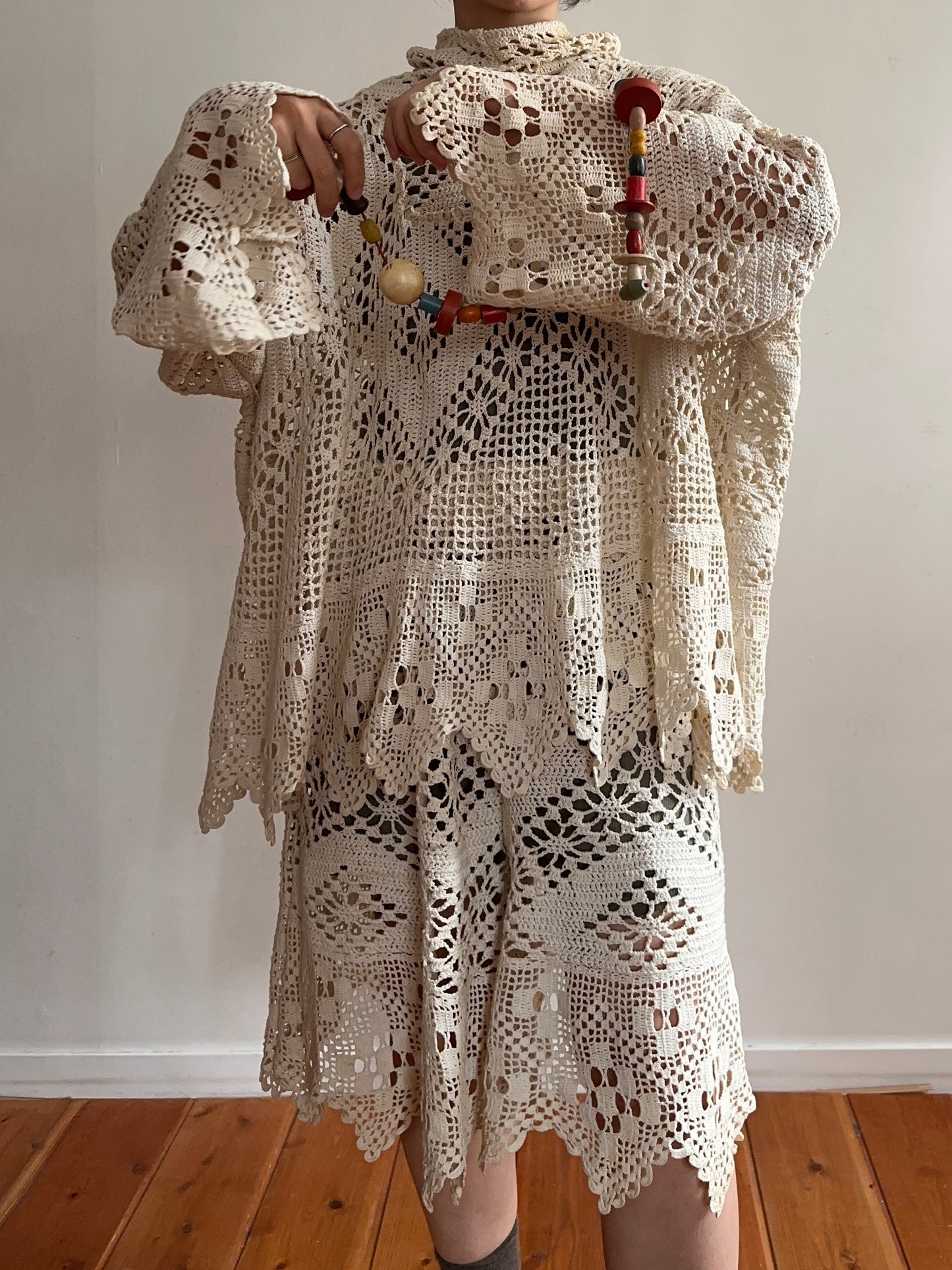 old crochet lace parka