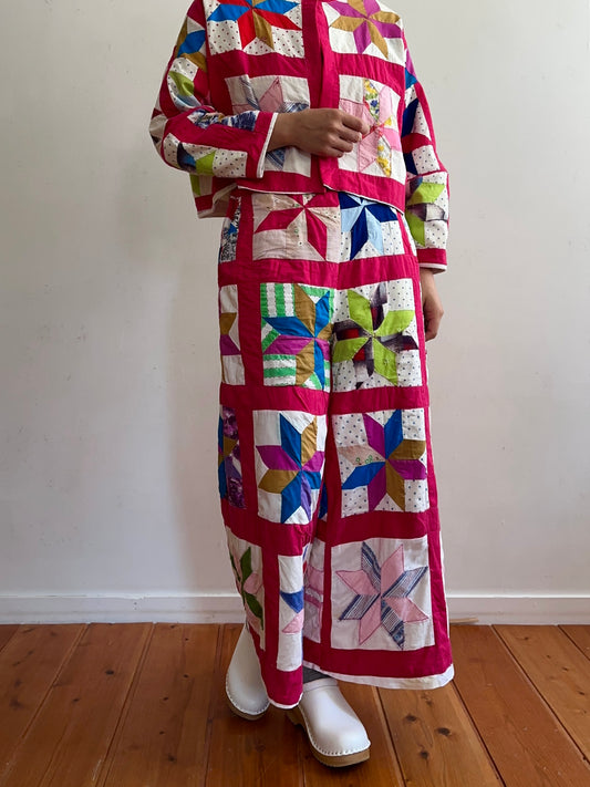old quilt wide pants