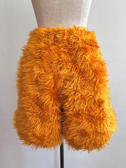 old fur short pants / marigold