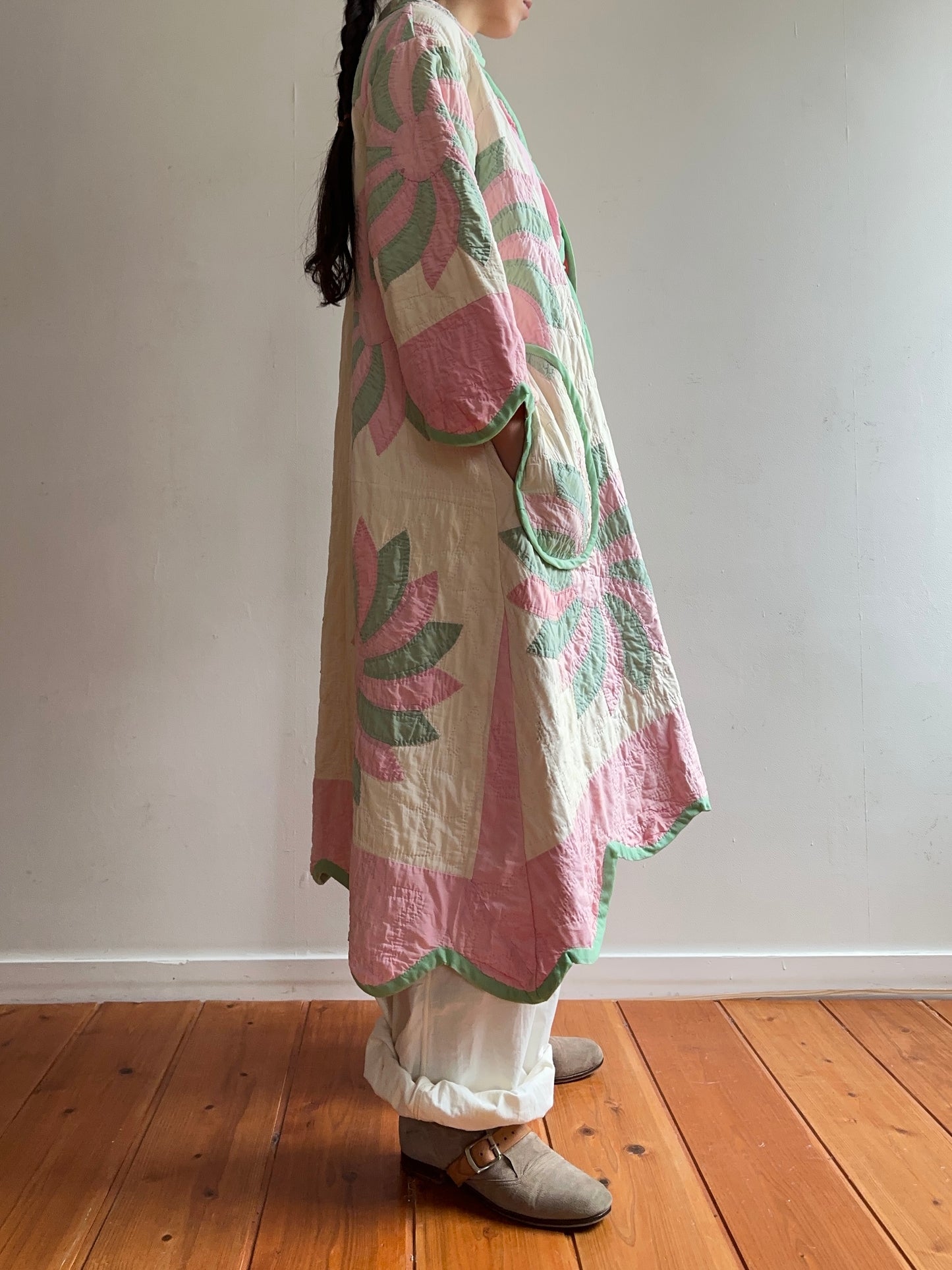 old quilt dress coat