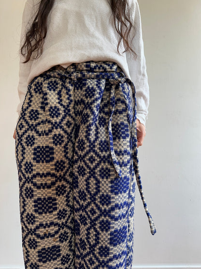 old coverlet wide tuck pants / navy× white