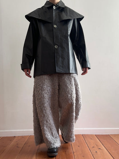 old fur wide pants / silver