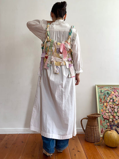 old quilt hand woven bustier /yellow