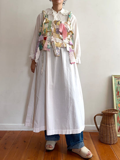 old quilt hand woven bustier /yellow