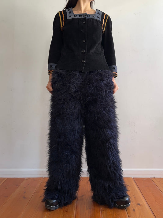 old fur pants / navy