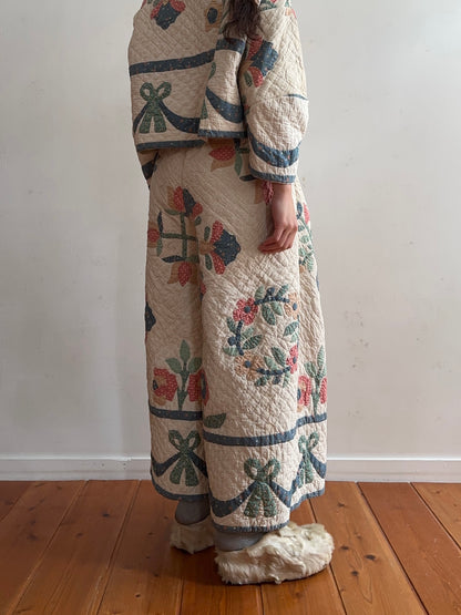 old quilt many tuck pants