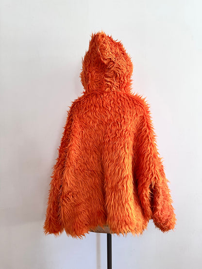 old fur parka / orange