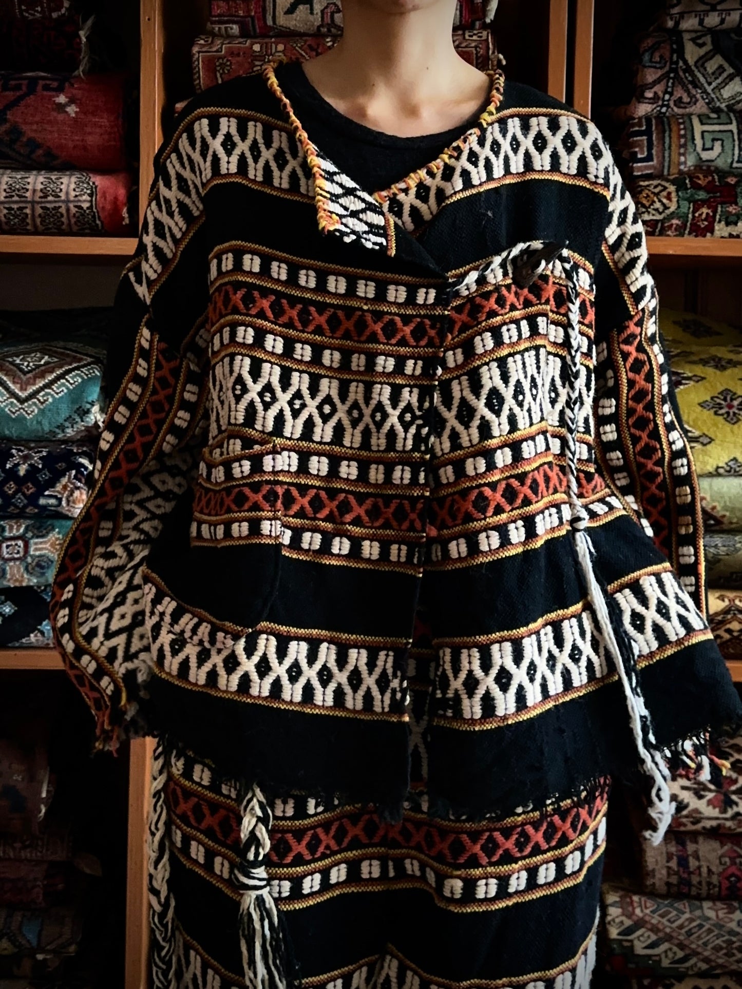 old handwoven textile set-up