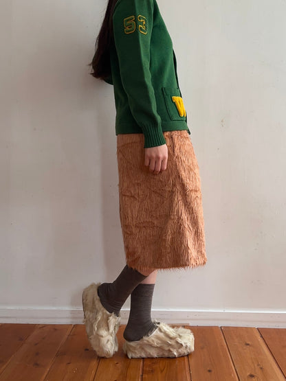 old fur half pants / pink beige