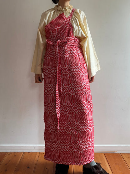 old coverlet wrap long skirt / red