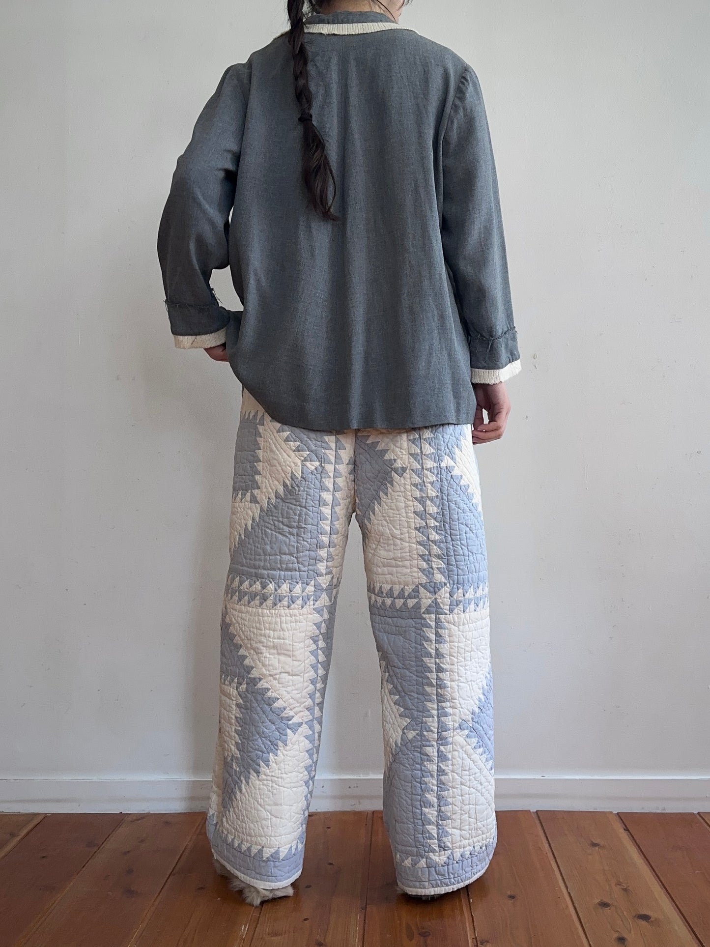 old quilt tuck wide pants