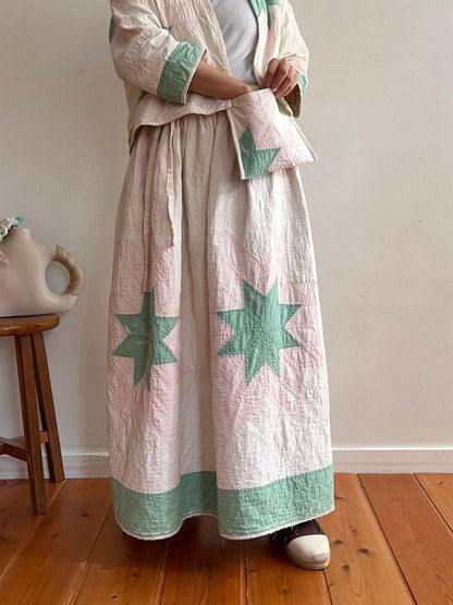 antique quilt pocket gather skirt