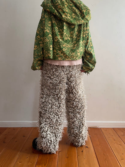 old fur pants / gray×silver